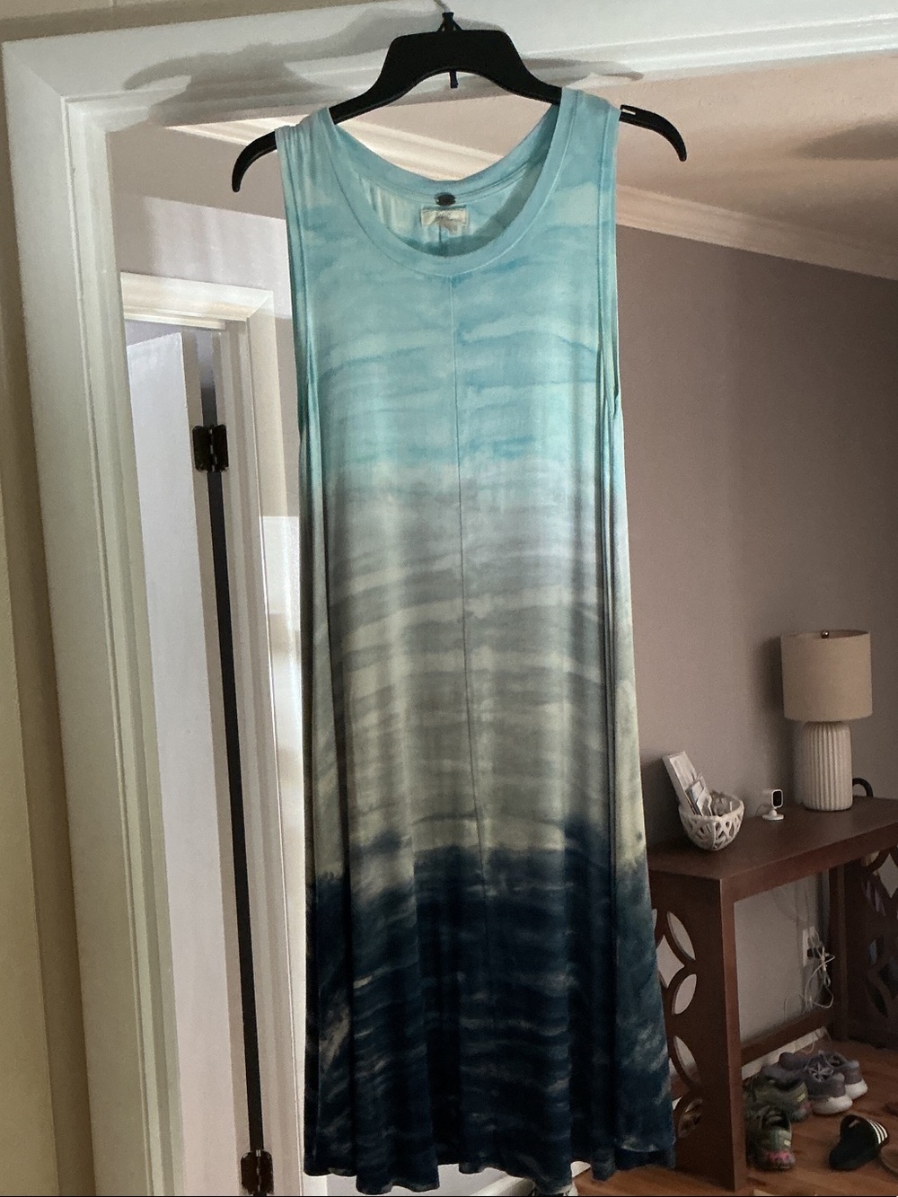 Cupio Sleeveless Ombre Aqua to Navy Maxi Dress